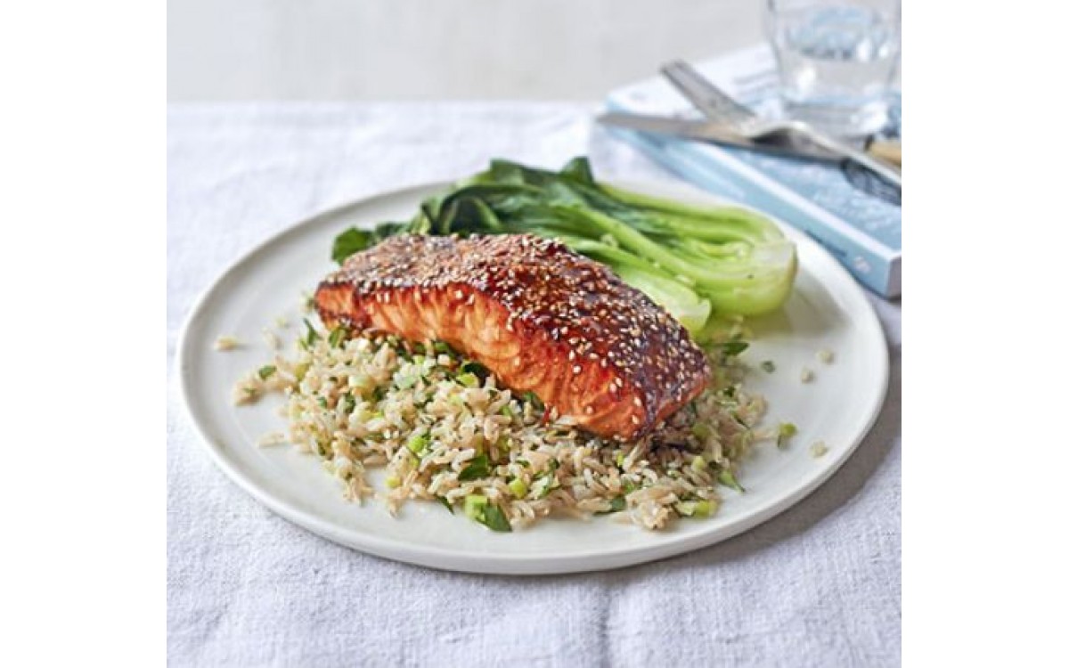Crispy teriyaki salmon rice